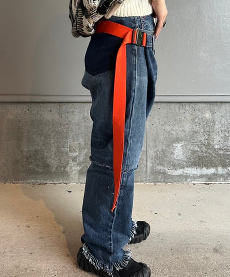 remake differences message denim pants A