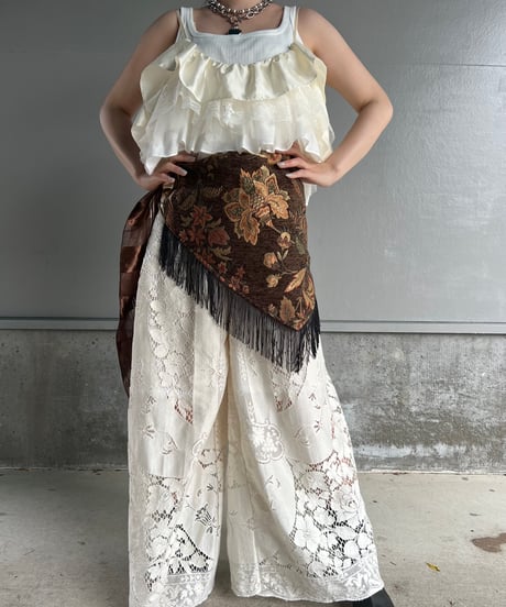 remake vintage lace wide pants B