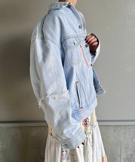 remake damage unique denim jacket