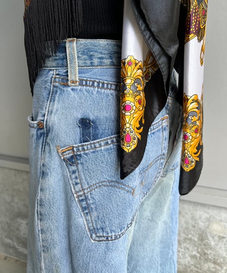 remake wide volume denim pants A