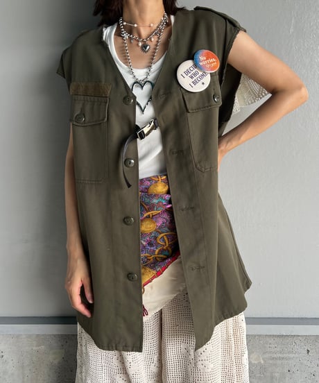 remake military frill vest