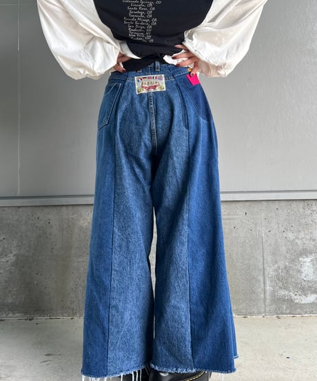 remake wide volume diffarence denim pants C
