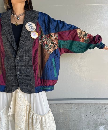 remake dark flower tailored jacket