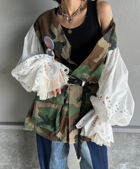 remake balloon sleeve military jacket B