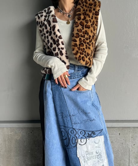 remake wide volume diffarence denim pants B