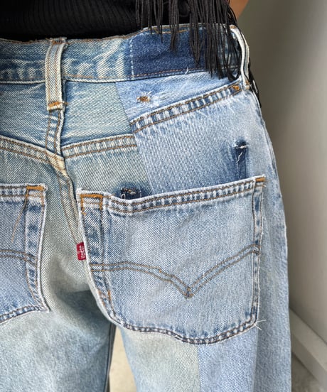 remake wide volume denim pants A