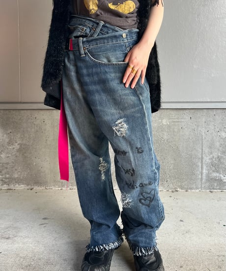 remake differences message denim pants B