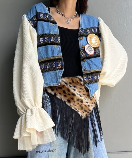 remake balloon sleeve  denim jacket A