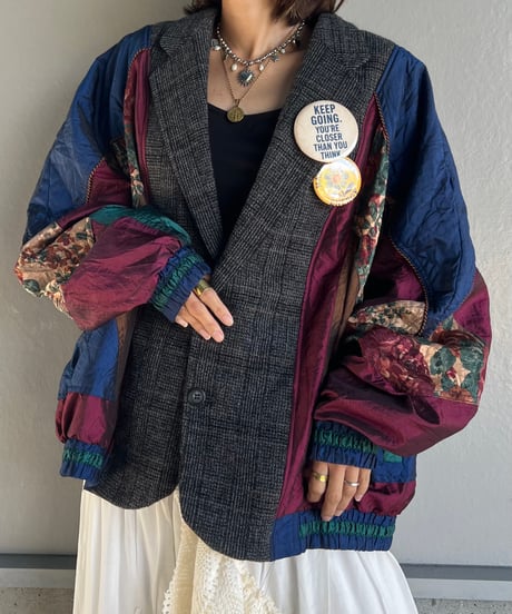 remake dark flower tailored jacket