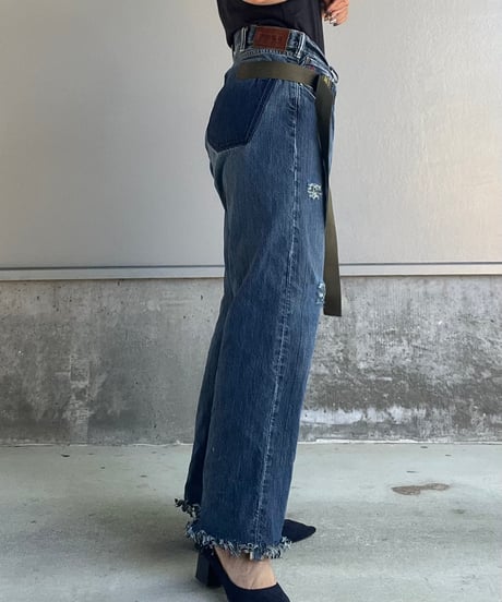 remake differences message denim pants A