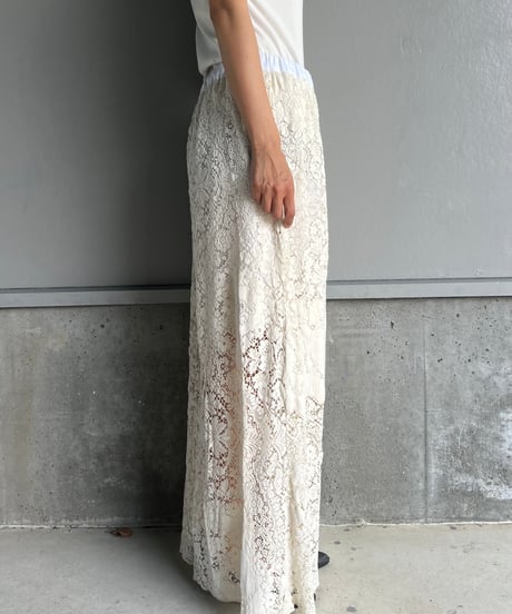 remake vintage lace wide pants A