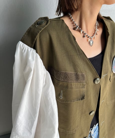 remake balloon sleeve military jacket