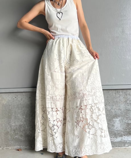 remake vintage lace wide pants B