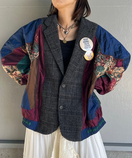 remake dark flower tailored jacket