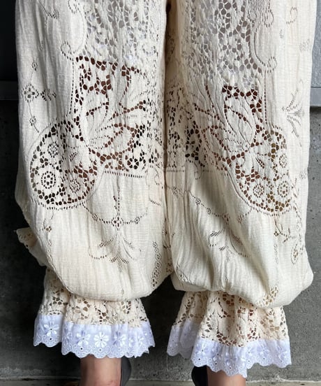 remake vintage lace jogger pants A