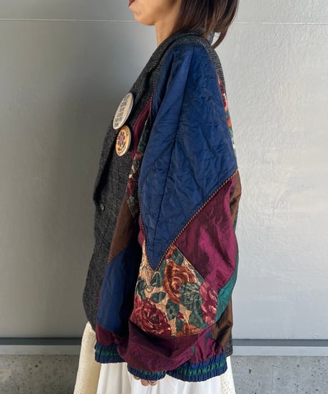 remake dark flower tailored jacket