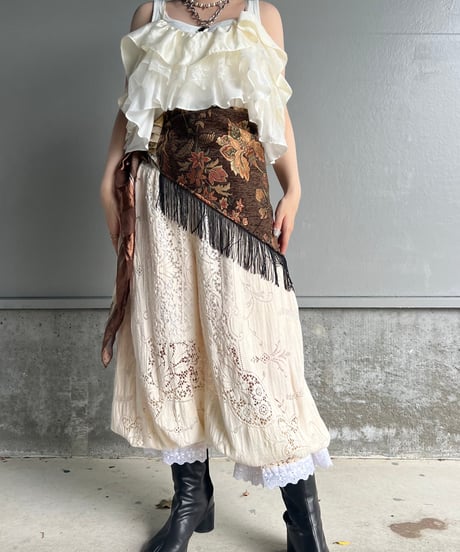 remake vintage lace jogger pants A