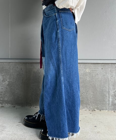 remake wide volume diffarence denim pants C