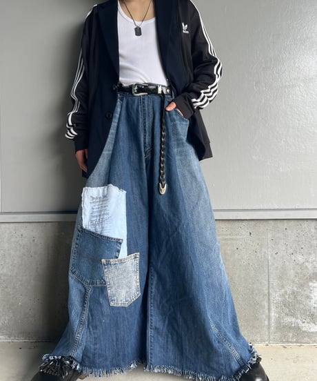 remake wide volume denim pants A