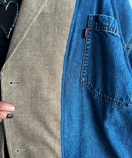 remake denim shirt tailored  jacket