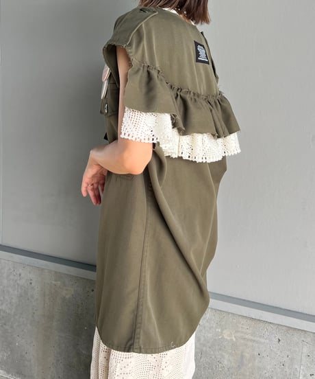 remake military frill vest