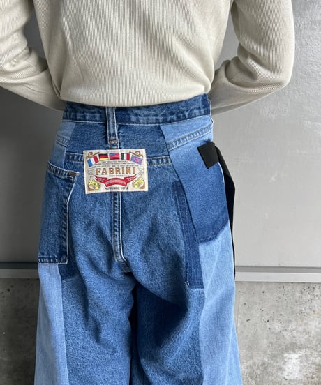 remake wide volume diffarence denim pants B