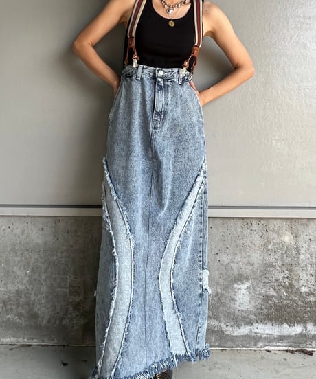 remake denim long skirt