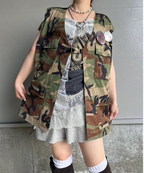 remake military frill vest