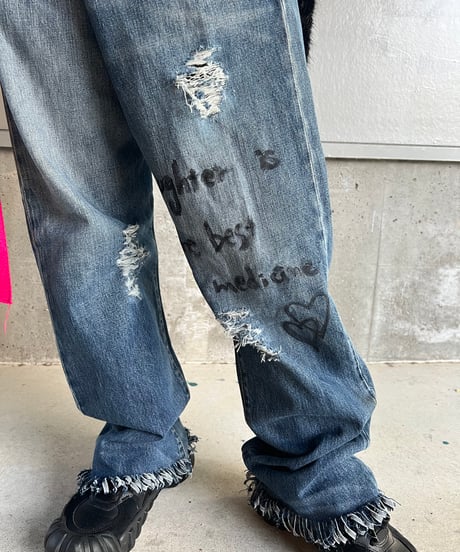 remake differences message denim pants B