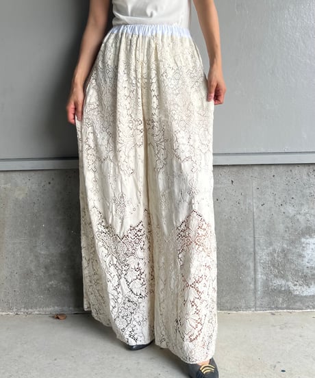 remake vintage lace wide pants A