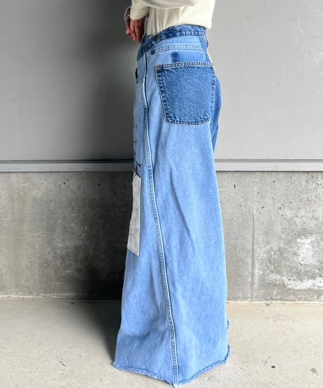 remake wide volume diffarence denim pants B