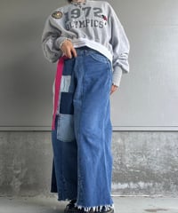remake wide volume diffarence denim pants C