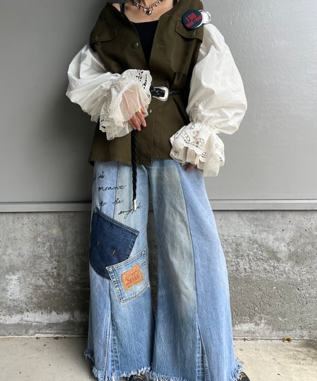 remake balloon sleeve military jacket