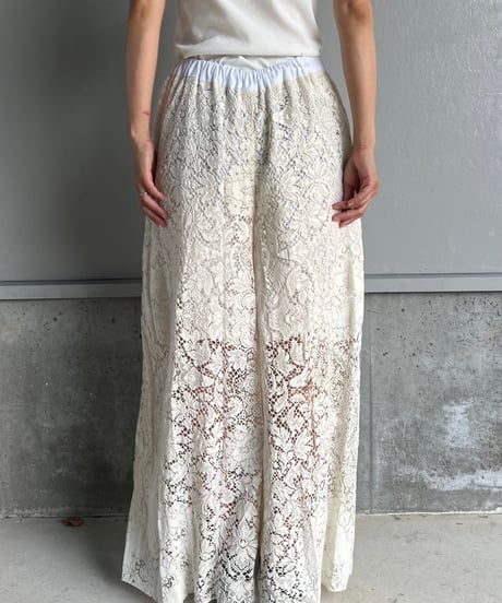 remake vintage lace wide pants A