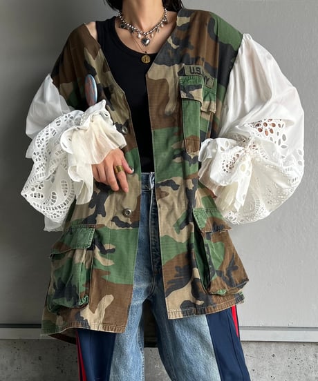 remake balloon sleeve military jacket B