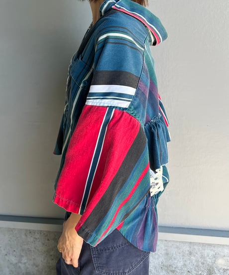 remake frill colorful half shirt