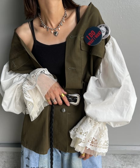 remake balloon sleeve military jacket