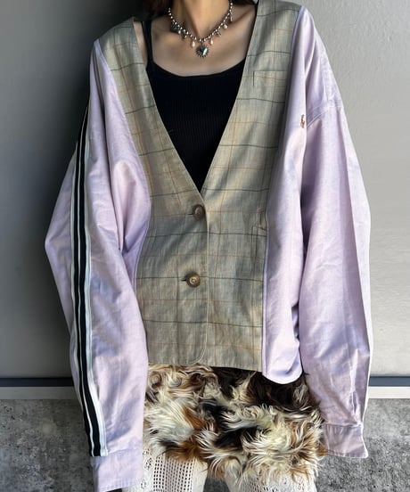 remake shirt tailored no collar jacket
