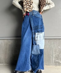 remake wide volume diffarence denim pants C