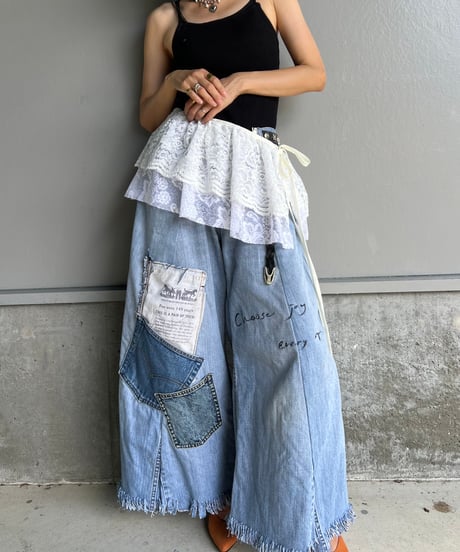 remake wide volume denim pants B