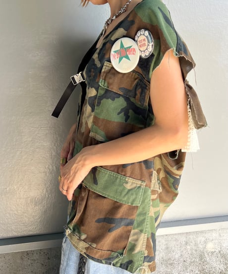 remake military frill vest