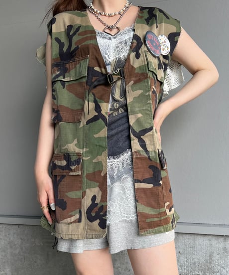 remake military frill vest