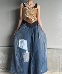 remake wide volume denim pants A