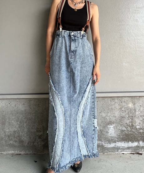 remake denim long skirt