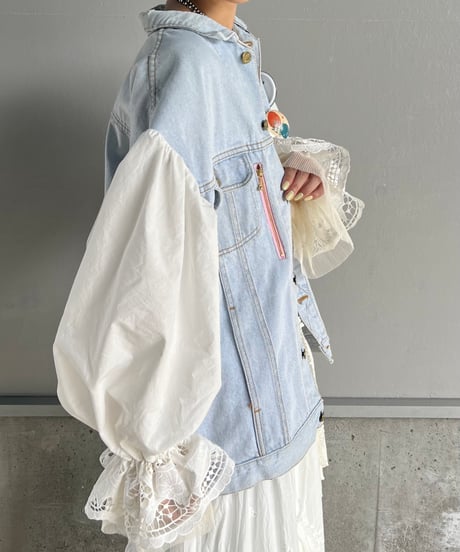 remake baloon sleeve pocket denim jacket