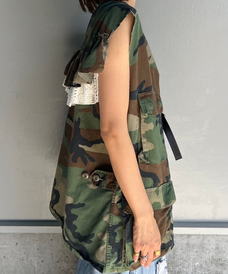remake military frill vest