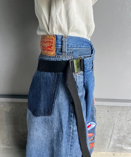 remake wide volume diffarence denim pants B