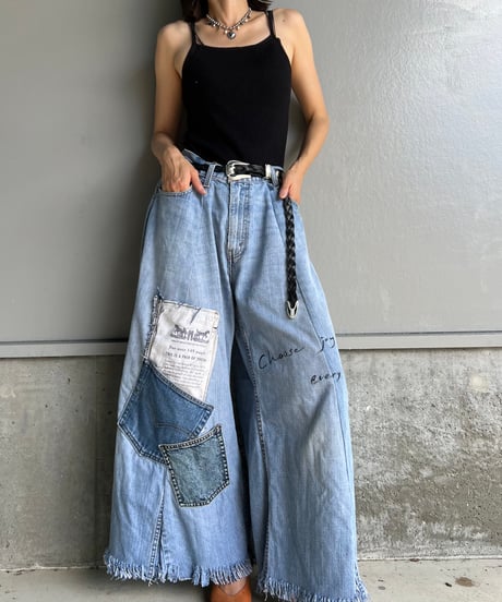 remake wide volume denim pants B
