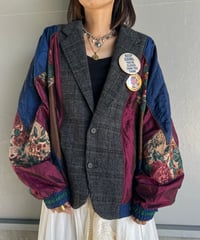 remake dark flower tailored jacket