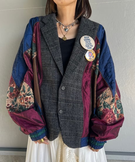 remake dark flower tailored jacket